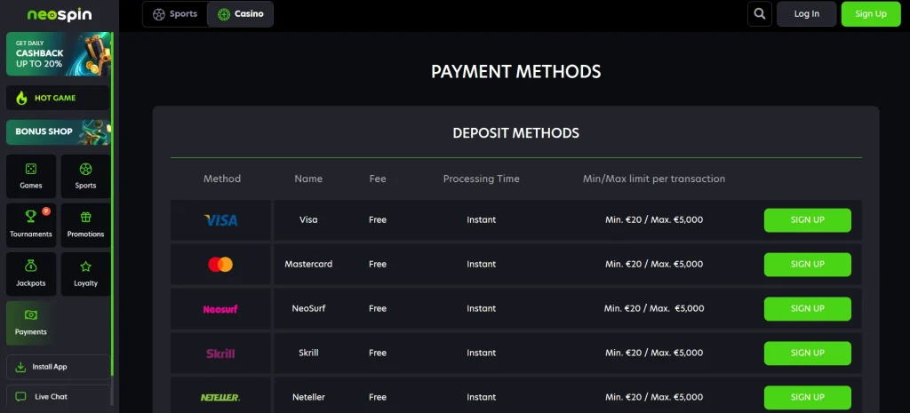 neospin casino payment neospin casino payment